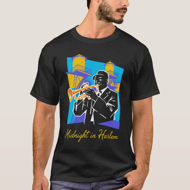 Midnatt i Harlems vita silhuett T Shirt (Framsida)