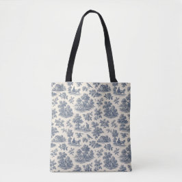 Midnatt i Meadow - Blue Toile Mönster Tote B Tygkasse