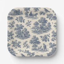 Midnatt i Papper Tallrikar i Meadow - Blue Toile