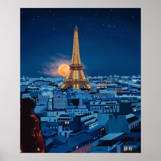 Midnatt i Paris cityscape Poster (Framsidan)