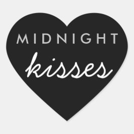 Midnatt Kisses Bröllopsfest Sticker Black Silver Hjärtformat Klistermärke