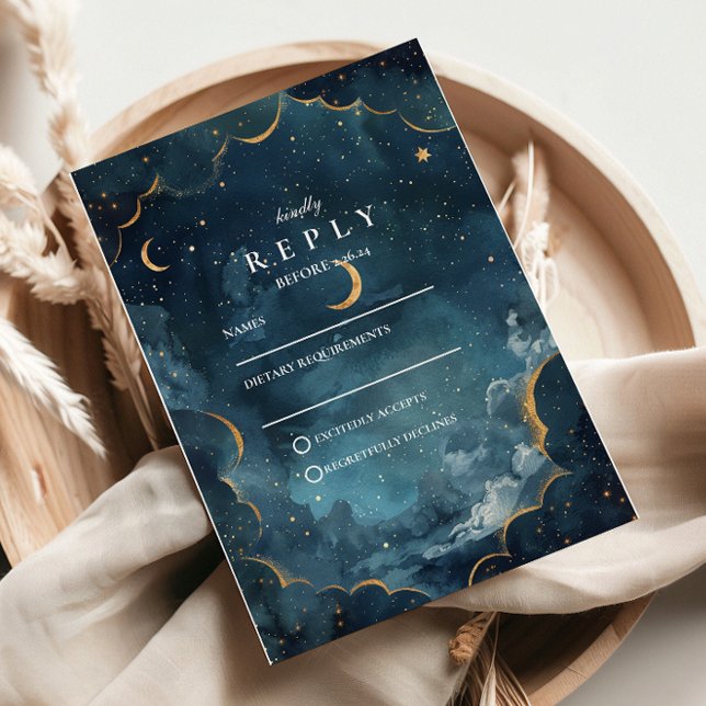 Midnatt Konstellation Blommig Bröllop OSA Kort (Skapare uppladdad)