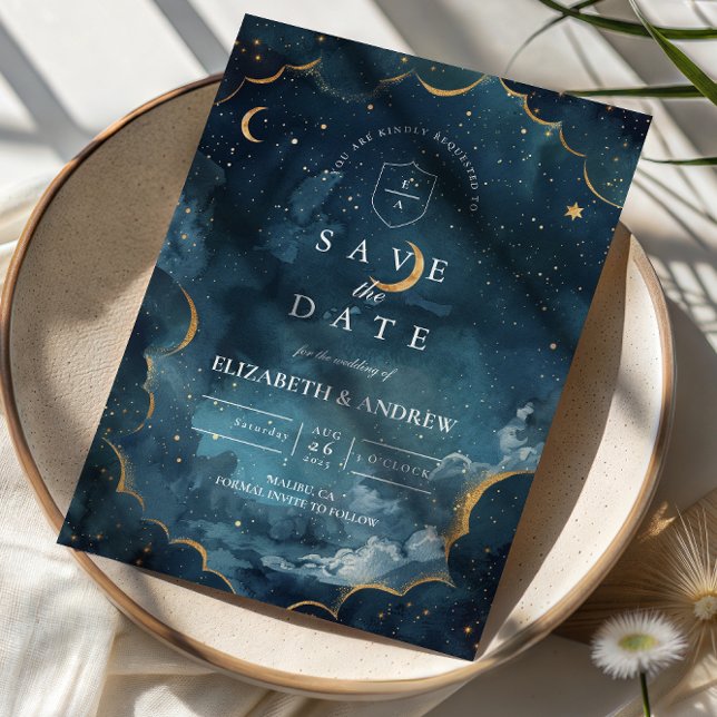 Midnatt Konstellation Blommig Bröllop Spara Datumet (Skapare uppladdad)