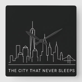 Midnatt Linjer: NYC Sleeps aldrig Fyrkantig Klocka