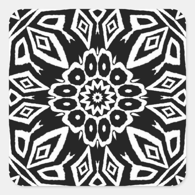 Midnatt Mandala Fyrkantigt Klistermärke (Framsida)