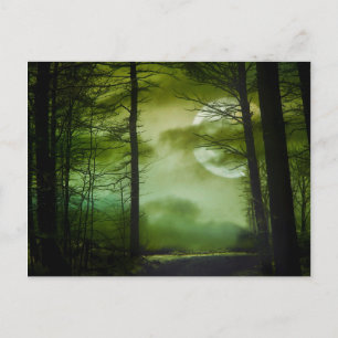 Midnatt Måne - Lime Green Vykort