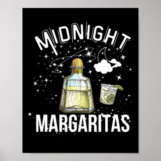 Midnatt Margaritas Party för Halloween Witch Cute  Poster (Framsidan)