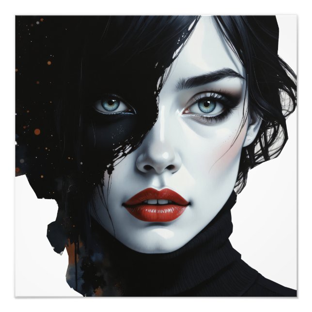 Midnatt Muse - Bläck-Stänk Porträtt Fototryck (Framsidan)