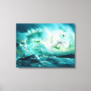 Midnatt Ocean Unicorn Stretched Kanvastryck