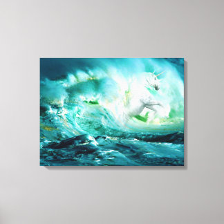 Midnatt Ocean Unicorn Stretched Kanvastryck