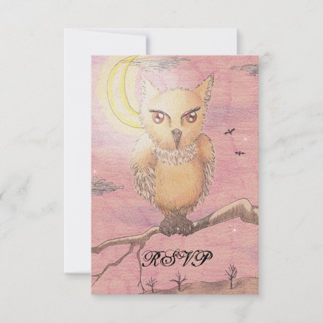 Midnatt Ögon Cute Uggla OSA Goth Gothic Kort (Framsida)