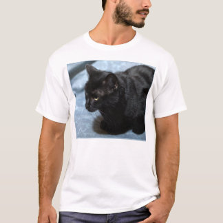 Midnatt på blått (den svart katten) tee shirt