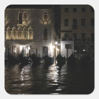 Midnatt på Grand Canal Fyrkantigt Klistermärke