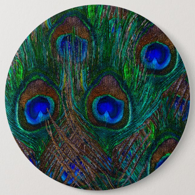 Midnatt Peacock Feathers Etching Stil Decor Knapp (Framsida)
