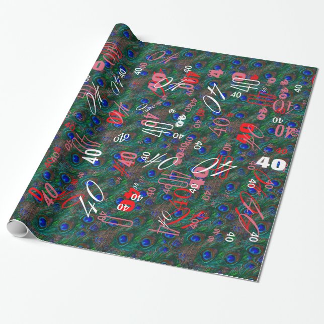 Midnatt Peacock Feathers Etching Stil Decor Presentpapper (Utrullad)