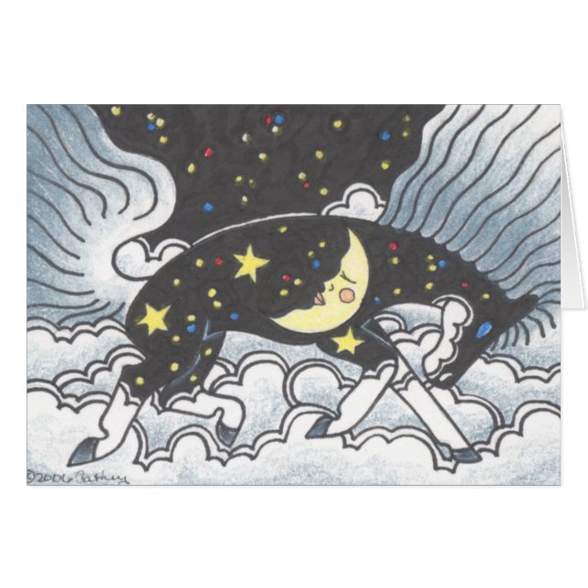 "Midnatt ponny ", Hälsningskort (Framsidan Horizontal)