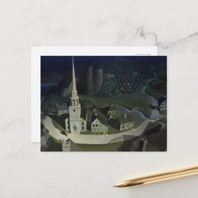 Midnatt Ride Paul Revere av Wood Helg Vykort (Fram/Back In Situ)