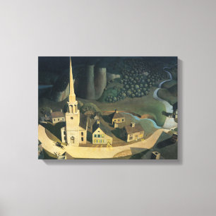 Midnatt Ride Paul Revere med Grant Wood Canvastryck