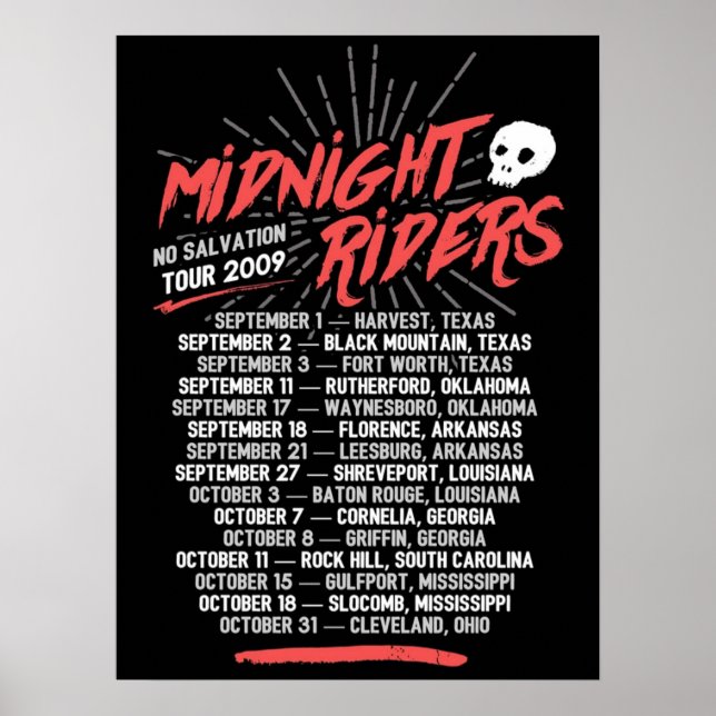 Midnatt Riders No Salvation Tour Poster (Framsidan)