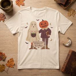 Midnatt Rituali Vintage Spöke & Pumpahuvud T Shirt