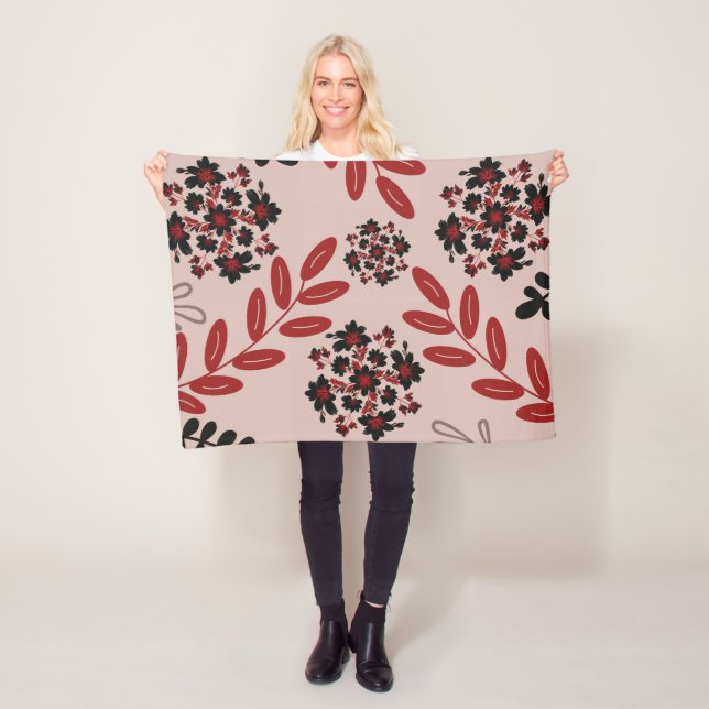 Midnatt Ro Garden - Minimalistisk Blommigt Blanket Fleecefilt (På plats)