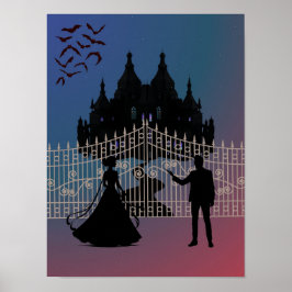 Midnatt Romantisk Fantasi Slott och Balklänning Poster
