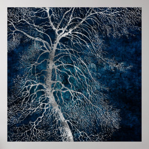 Midnatt silverträd - svart Poplar Poster