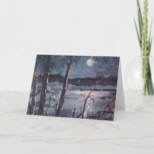 Midnatt-Sjölandskapet Fine Art Greeting Card Kort