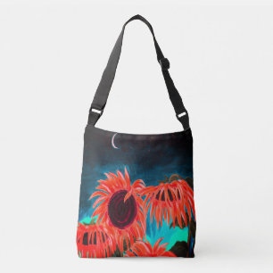 Midnatt Sunblommor Crossbody Bag Axelväska