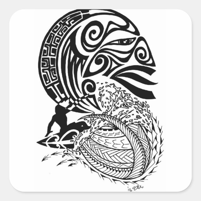 Midnatt Surfa Fyrkantigt Klistermärke (Framsida)