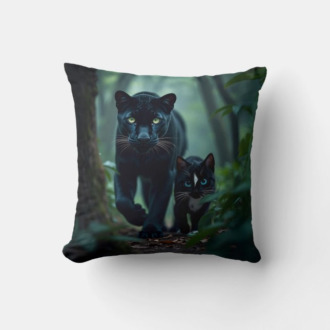 Midnatt Tassar: Felinis Panther Pal Kudde (Framsida)