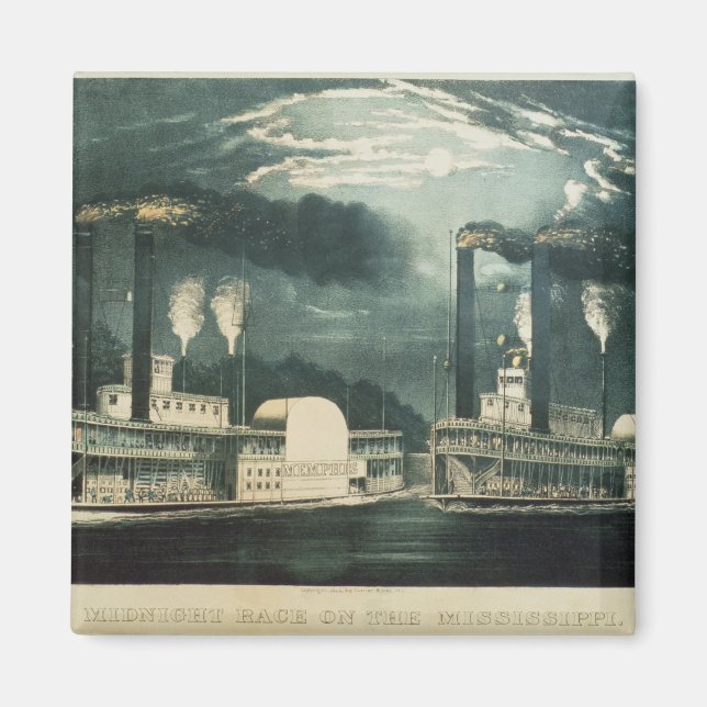Midnatt Tävling på Mississippi 1875 Magnet (Framsidan)