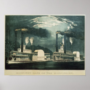 Midnatt tävling på Mississippi, 1875 Poster