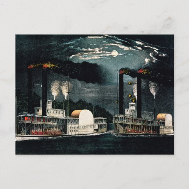 Midnatt Tävling på Mississippi Vykort (Framsida)