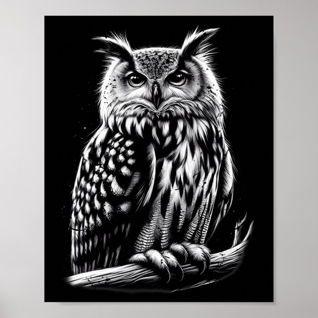 Midnatt Uggla, tyst vaktare av nattvakten Ögon Poster (Framsidan)