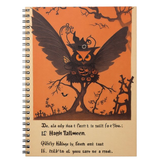 Midnatt Uggla Whispers Halloween Nattens bärbara d Anteckningsbok (Framsidan)