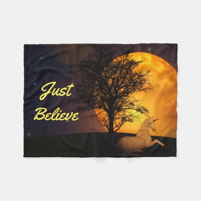 Midnatt Unicorn Fleecefilt (Framsidan (Horisontell))