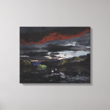 Midnatt vid Yukon-floden: Canvas Standard Storlek