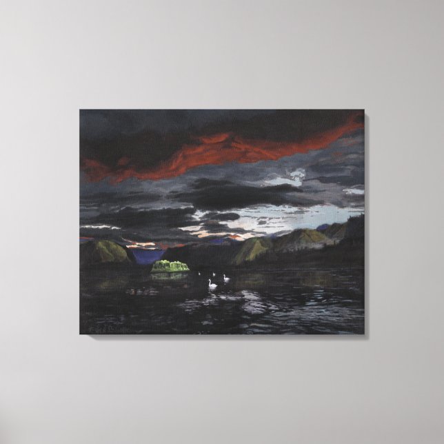 Midnatt vid Yukon-floden: Canvas Uncropping (Framsida)