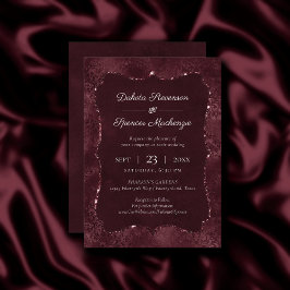 Midnatt Vin Romantik | Mörk Satiny Grunge Damask Inbjudningar