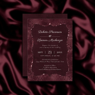 Midnatt Vin Romantik   Mörk Satiny Grunge Damask Inbjudningar