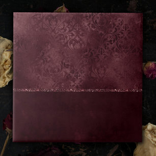 Midnatt Vin Romantik   Mörk Satiny Grunge Damask Kakelplatta