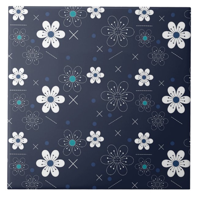 midnatt vinter blommor kakel (Framsidan)