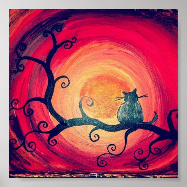 Midnatt Whimsical Cat Poster (Framsidan)