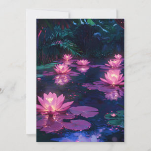 Midnatt Zen Natur Rosa Lotusdamm Meddelande