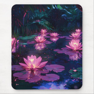 Midnatt Zen Natur Rosa Lotusdamm Musmatta