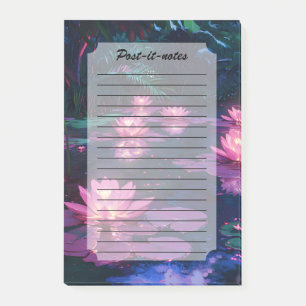 Midnatt Zen Natur Rosa Lotusdamm Post-it Block