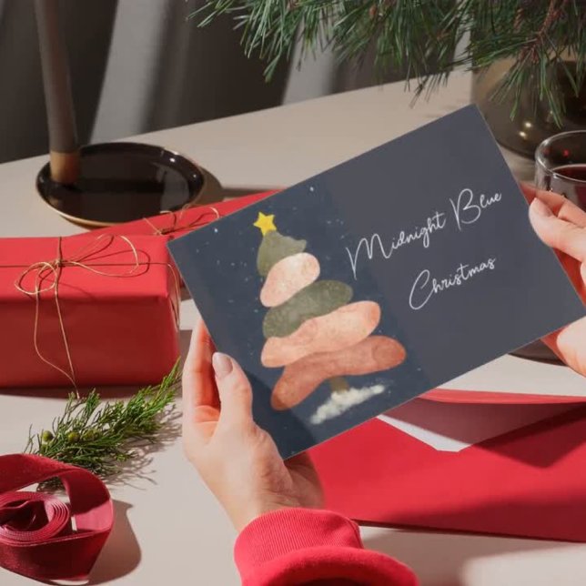 Midnattsblå jul - Elegant träd Helg Vykort (Skapare uppladdad)