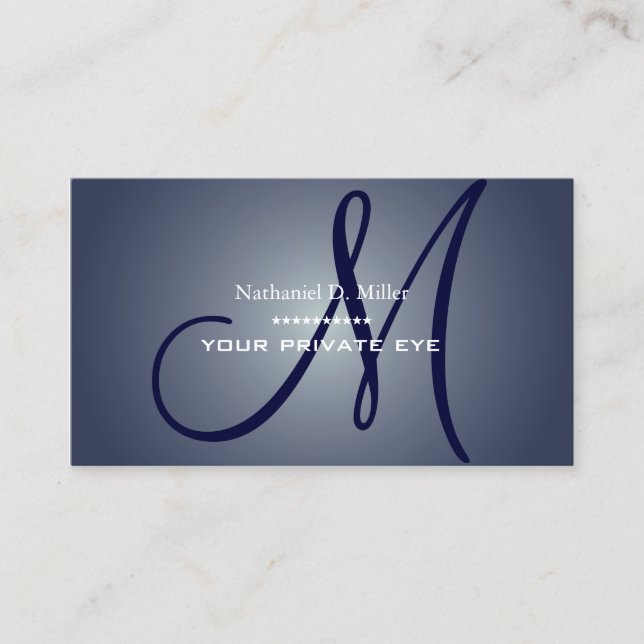 Midnattsblå Monogram Visitkort (Framsida)