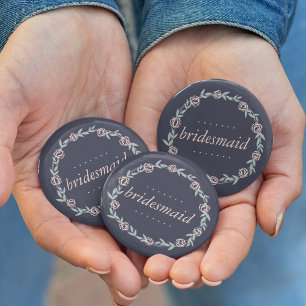 Midnattsblå, Rosa och Sage Bridesmaid Knapp